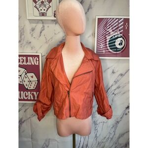 Cabi 913 Scooter Moto Jacket Size S Coral Roll Tab Sleeves Spring Lightweight